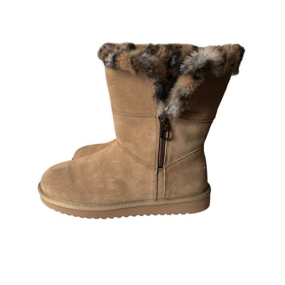 Koolaburra by UGG NEW Aribel Short Amphora Tan Boots Size 9 Suede Leopard Trim - Picture 5 of 8